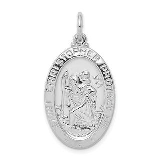Sterling Silver Rhodium-plated Saint Christopher Medal Pendant QC5618