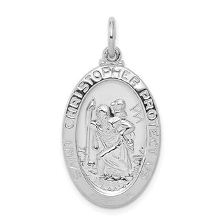 Sterling Silver Rhodium-plated Saint Christopher Medal Pendant QC5618