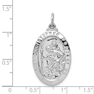 Sterling Silver Rhodium-plated Saint Christopher Medal Pendant QC5619