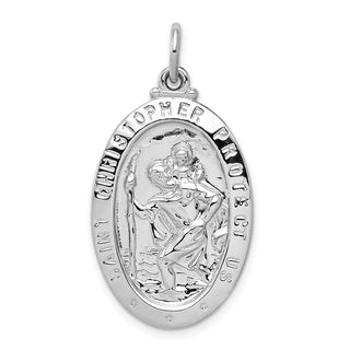 Sterling Silver Rhodium-plated Saint Christopher Medal Pendant QC5619