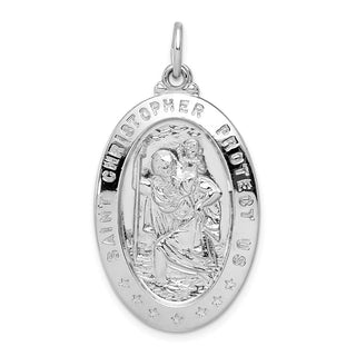 Sterling Silver Rhodium-plated Saint Christopher Medal Pendant QC5620