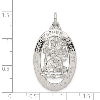 Sterling Silver Rhodium-plated Saint Christopher Medal Pendant QC5621
