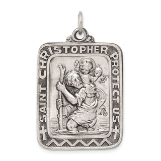Sterling Silver Antiqued Saint Christopher Medal Pendant QC5623