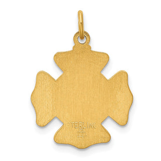 Gold-plated Sterling Silver Saint Florian Firemans Badge Medal Pendant