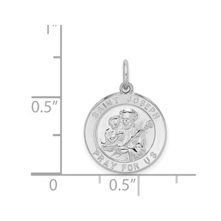 Sterling Silver Rhodium-plated Saint Joseph Medal Pendant QC5681