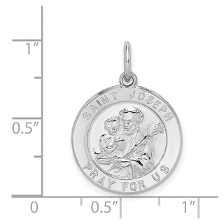 Sterling Silver Rhodium-plated Saint Joseph Medal Pendant QC5682