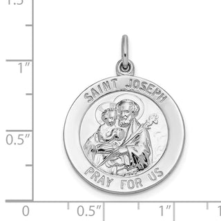 Sterling Silver Rhodium-plated Saint Joseph Medal Pendant QC5683