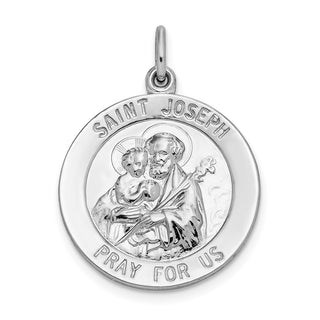 Sterling Silver Rhodium-plated Saint Joseph Medal Pendant QC5683