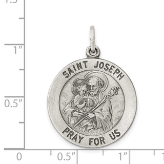 Sterling Silver Antiqued Saint Joseph Medal Pendant QC5685