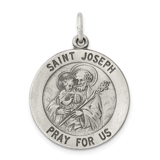 Sterling Silver Antiqued Saint Joseph Medal Pendant QC5685