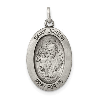Sterling Silver Antiqued Saint Joseph Medal Pendant QC5687