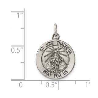 Sterling Silver Antiqued Saint Jude Thaddeus Medal Pendant QC5689