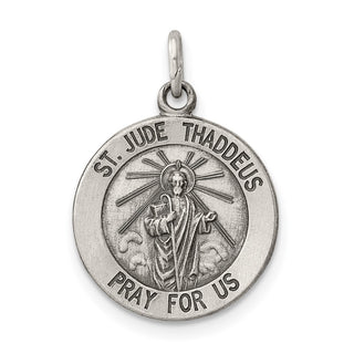 Sterling Silver Antiqued Saint Jude Thaddeus Medal Pendant QC5689