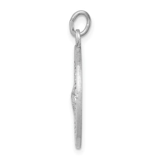 Rhodium-Plated Sterling Silver St. Jude Thaddeus Medal Pendant - 26 x 19mm, Polished & Engravable