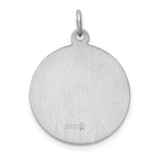 Rhodium-Plated Sterling Silver St. Jude Thaddeus Medal Pendant - 26 x 19mm, Polished & Engravable