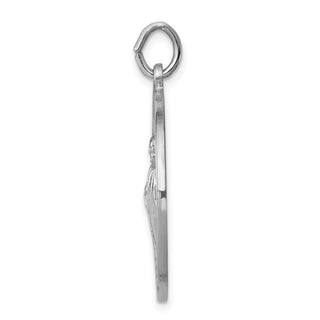 Rhodium-Plated Sterling Silver St. Jude Thaddeus Medal Pendant - 35 x 25mm, Polished & Engravable