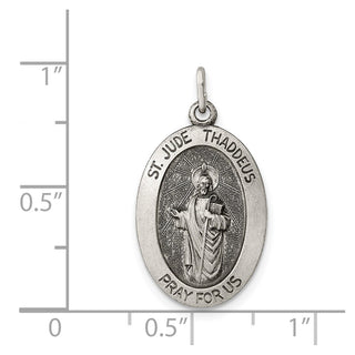 Sterling Silver Antiqued Saint Jude Thaddeus Medal Pendant QC5692