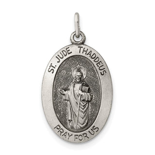 Sterling Silver Antiqued Saint Jude Thaddeus Medal Pendant QC5692