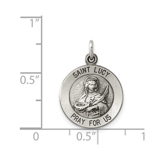 Sterling Silver Antiqued Saint Lucy Medal Pendant QC5696