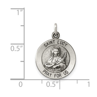Sterling Silver Antiqued Saint Lucy Medal Pendant QC5696