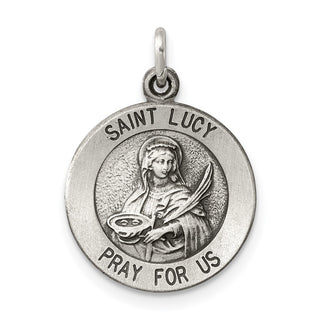 Sterling Silver Antiqued Saint Lucy Medal Pendant QC5696