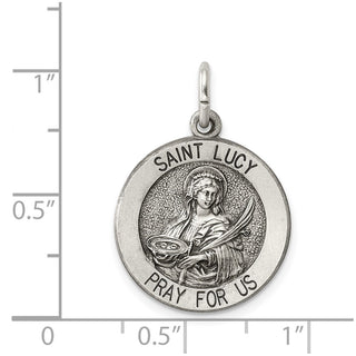Sterling Silver Antiqued Saint Lucy Medal Pendant QC5697