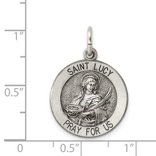 Sterling Silver Antiqued Saint Lucy Medal Pendant QC5697