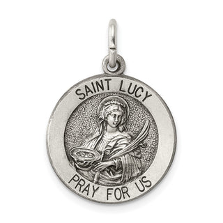 Sterling Silver Antiqued Saint Lucy Medal Pendant QC5697