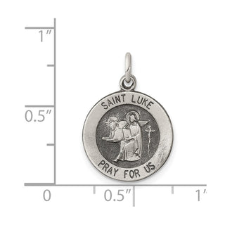 Sterling Silver Antiqued Saint Luke Medal Pendant QC5698