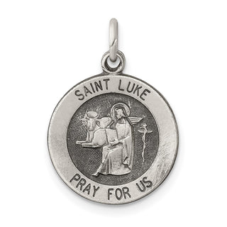 Sterling Silver Antiqued Saint Luke Medal Pendant QC5698