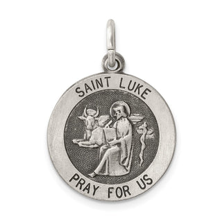 Sterling Silver Antiqued Saint Luke Medal Pendant QC5699