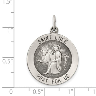 Sterling Silver Antiqued Saint Luke Medal Pendant QC5700