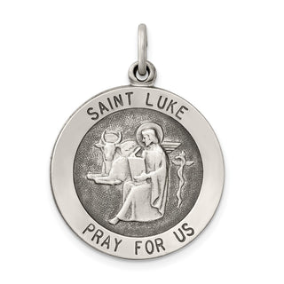 Sterling Silver Antiqued Saint Luke Medal Pendant QC5700