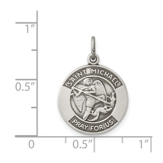 Sterling Silver Antiqued Saint Michael Medal Pendant QC5701