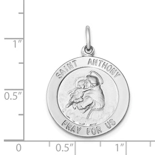 Sterling Silver Rhodium-plated Saint Anthony Medal Pendant
