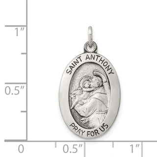 Sterling Silver Antiqued Saint Anthony Medal Pendant QC5707