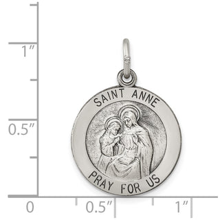 Sterling Silver Antiqued Saint Anne Medal Pendant QC5713