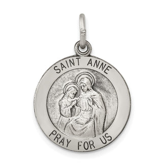 Sterling Silver Antiqued Saint Anne Medal Pendant QC5713
