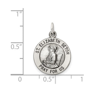 Sterling Silver Antiqued Saint Elizabeth Seton Medal Pendant QC5714