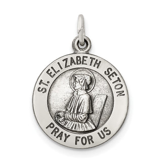 Sterling Silver Antiqued Saint Elizabeth Seton Medal Pendant QC5714