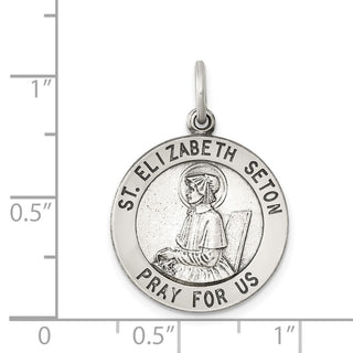 Sterling Silver Antiqued Saint Elizabeth Seton Medal Pendant QC5716