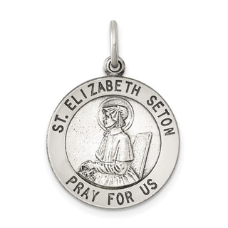 Sterling Silver Antiqued Saint Elizabeth Seton Medal Pendant QC5716