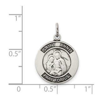 Sterling Silver Antiqued Saint Anne Medal Pendant QC5717