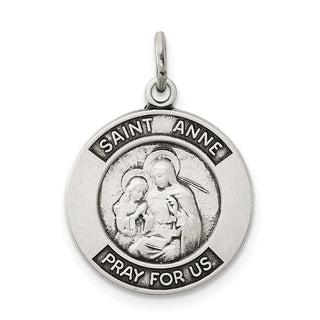 Sterling Silver Antiqued Saint Anne Medal Pendant QC5717