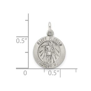 Sterling Silver Antiqued Saint Florian Medal Pendant QC5721