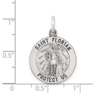 Sterling Silver Antiqued Saint Florian Medal Pendant QC5722