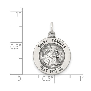 Sterling Silver Antiqued Saint Francis Medal Pendant QC5723