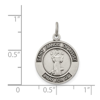 Sterling Silver Antiqued Saint Francis of Assisi Medal Pendant QC5725