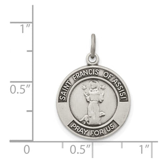 Sterling Silver Antiqued Saint Francis of Assisi Medal Pendant QC5725
