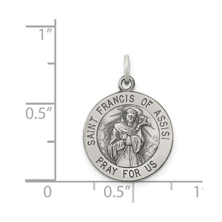 Sterling Silver Antiqued Saint Francis of Assisi Medal Pendant QC5726